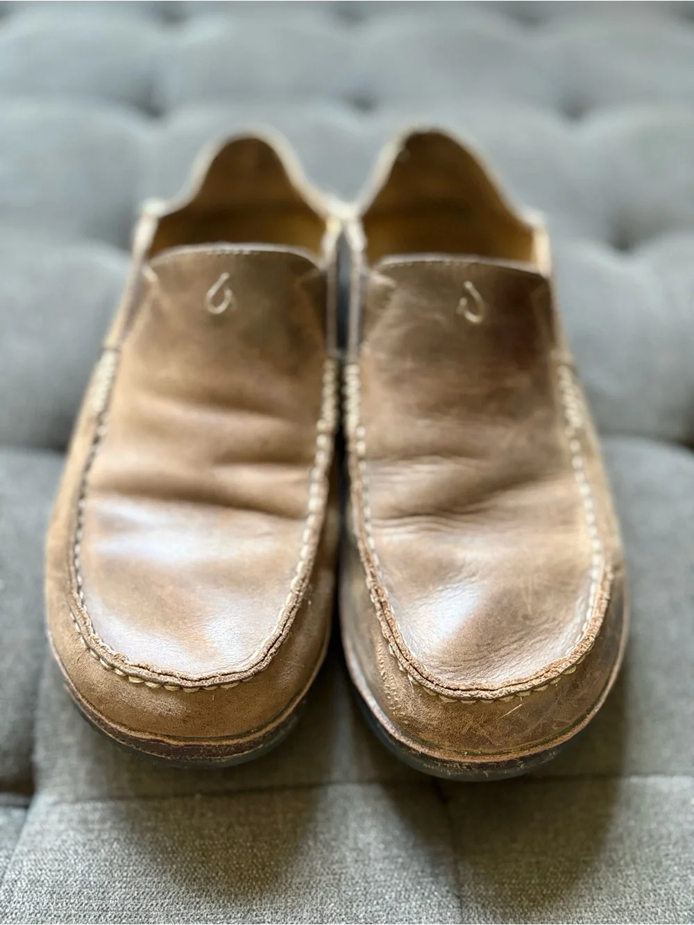 Olukai Moloa Men's Casual Slip-On Leather Loafers in Brown